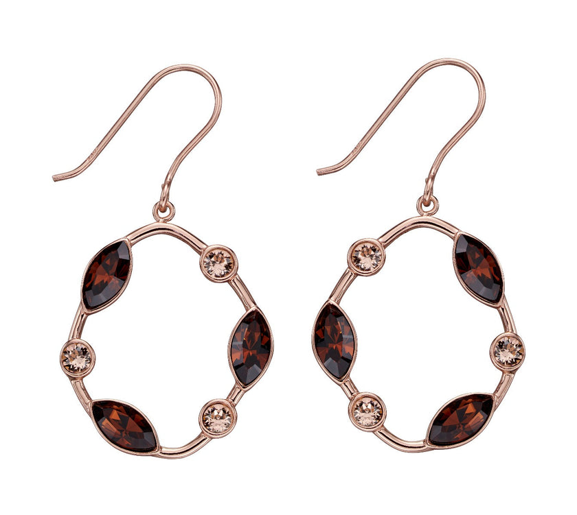 Beginnings Rose Gold Plated Smoked Topaz Crystal Earrings
