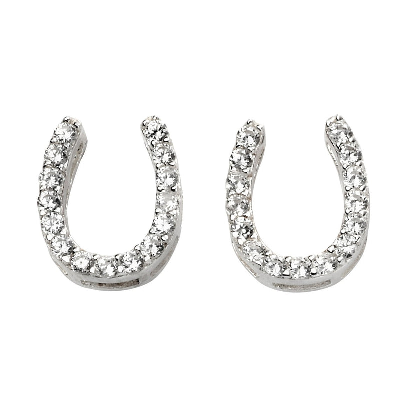 Beginnings Horse Shoe Shaped Stud Earrings with Cubic Zirconia