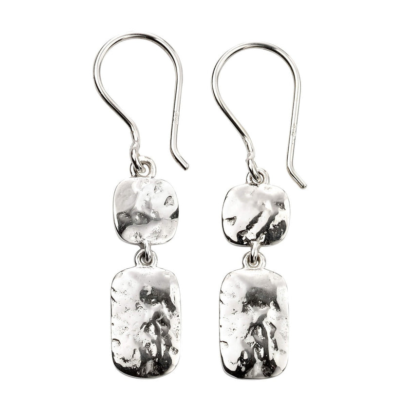 Beginnings Hammered Double Drop Earrings