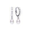 Diamonfire Perlen-Creolen mit Zirkonia-Pavé