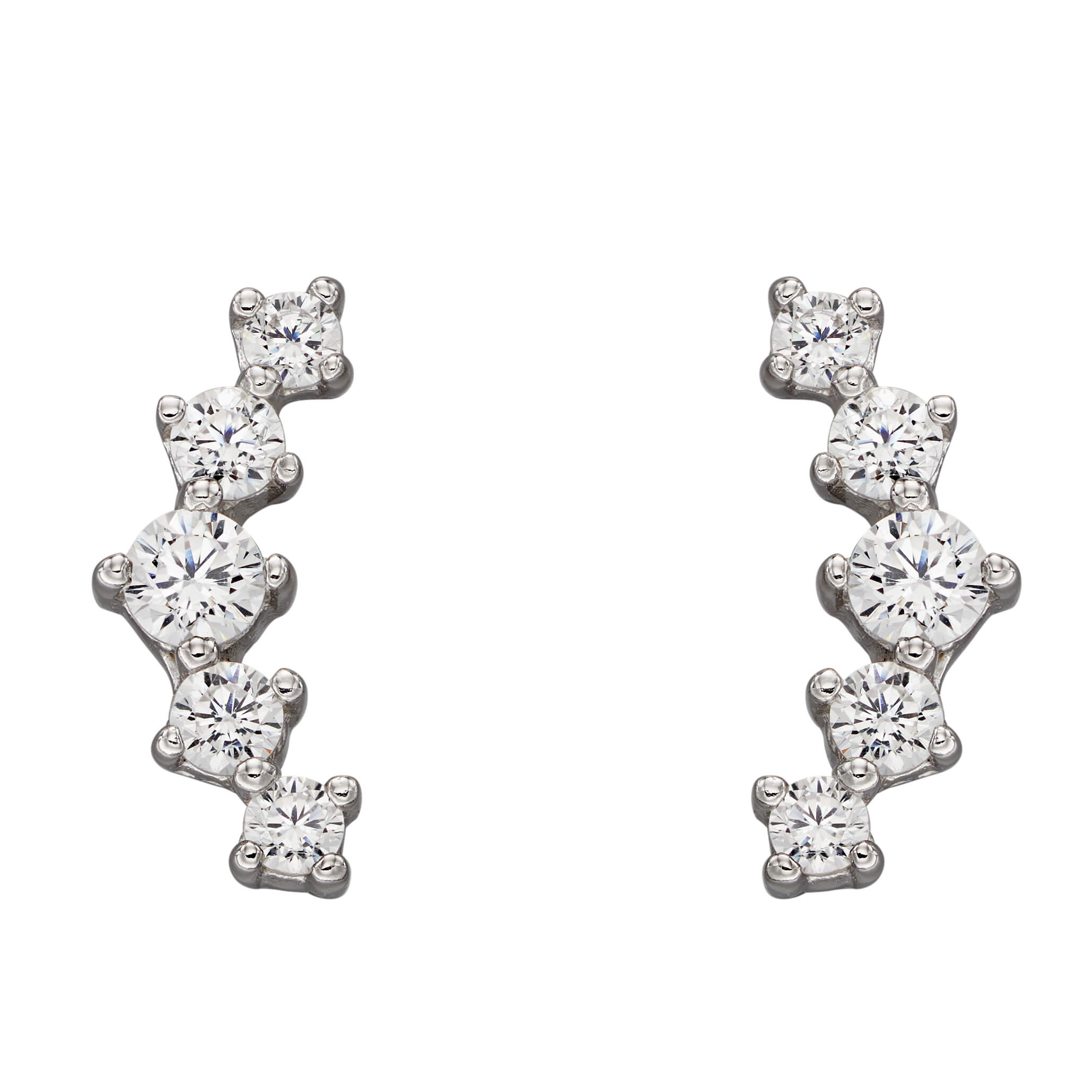 Beginnings Curved Bar Stud Earrings with Graduated Cubic Zirconia Stones