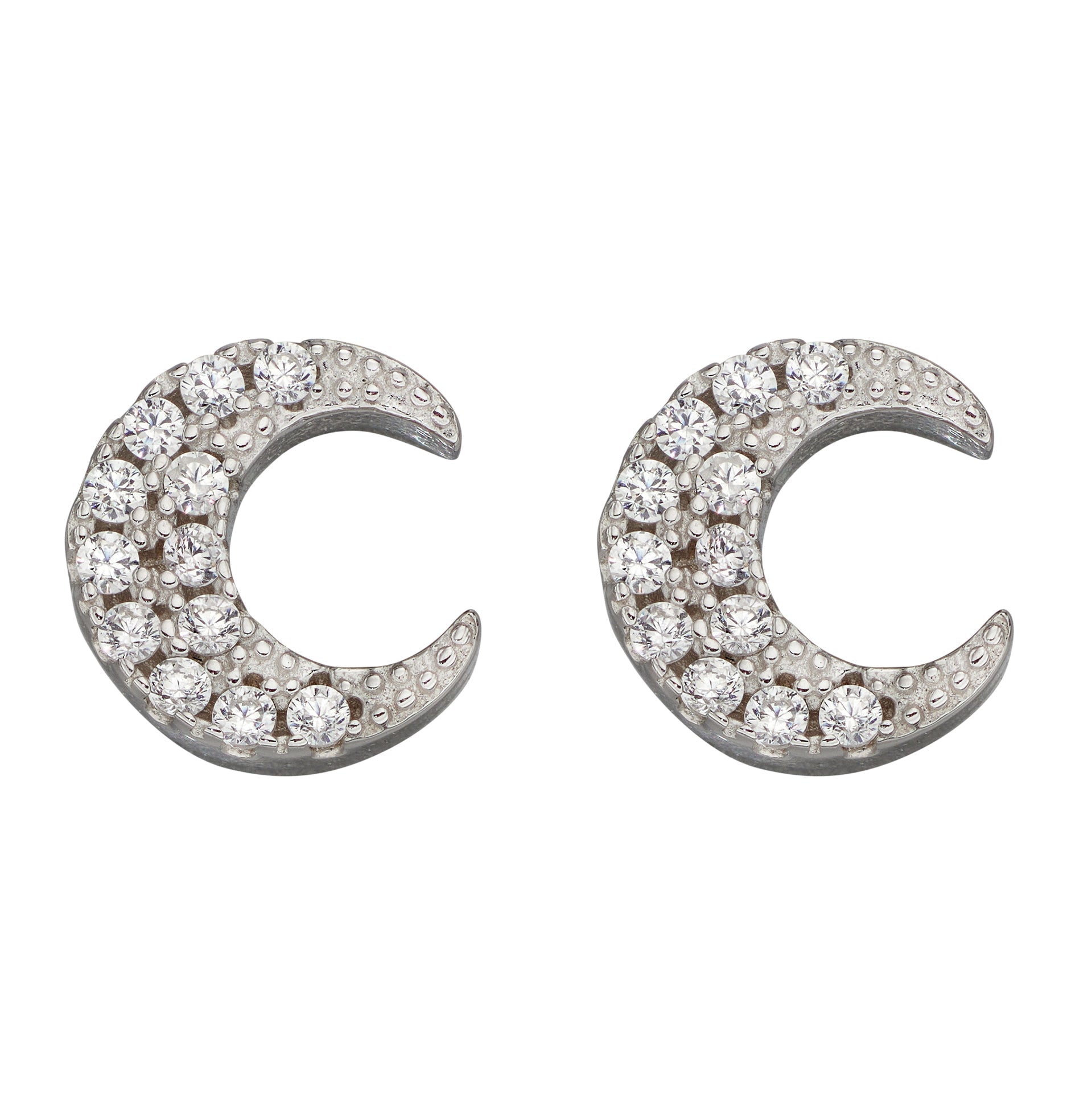 Beginnings Crescent Moon Stud Earrings with Cubic Zirconia