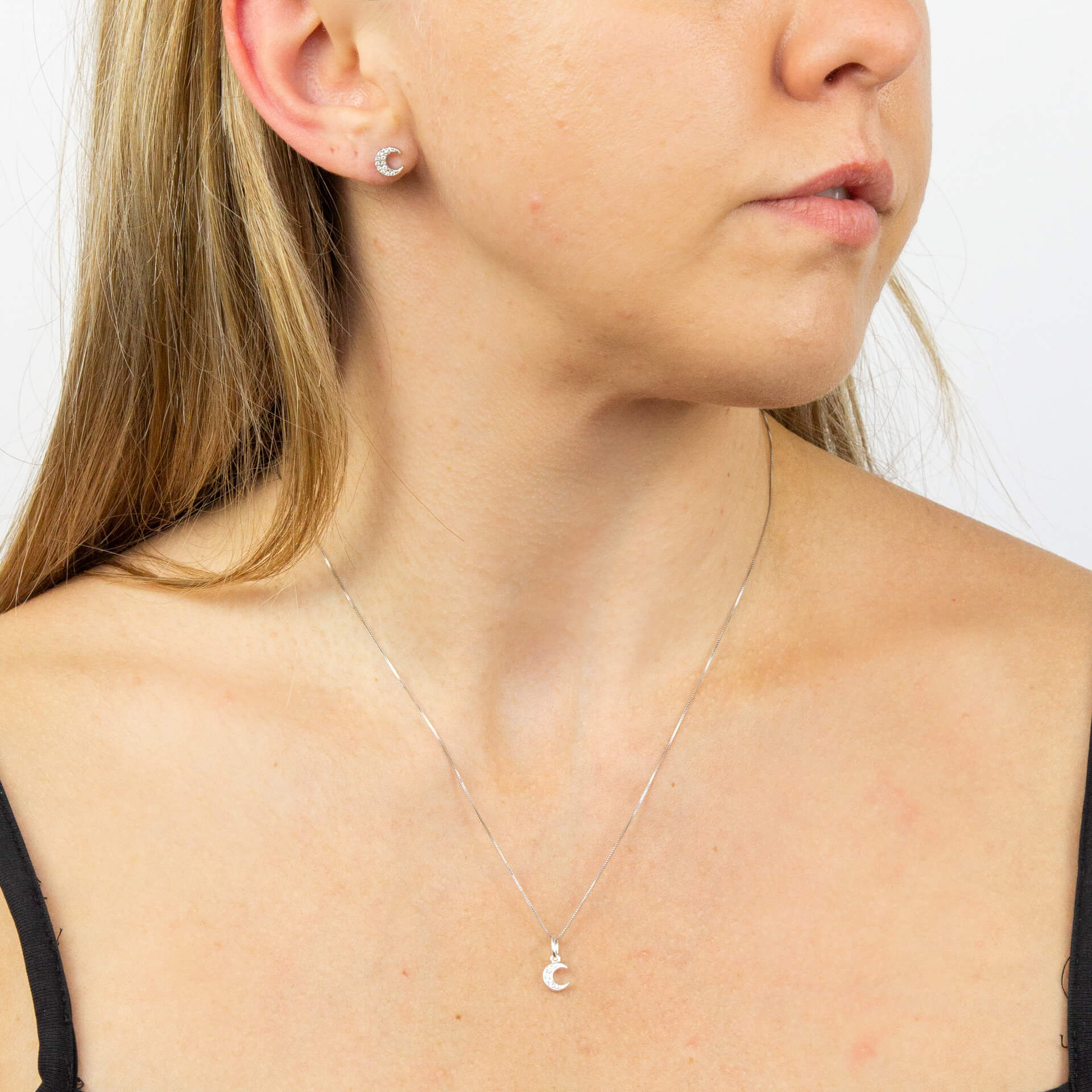 Beginnings Pave Set Crescent Moon Pendant with Cubic Zirconia