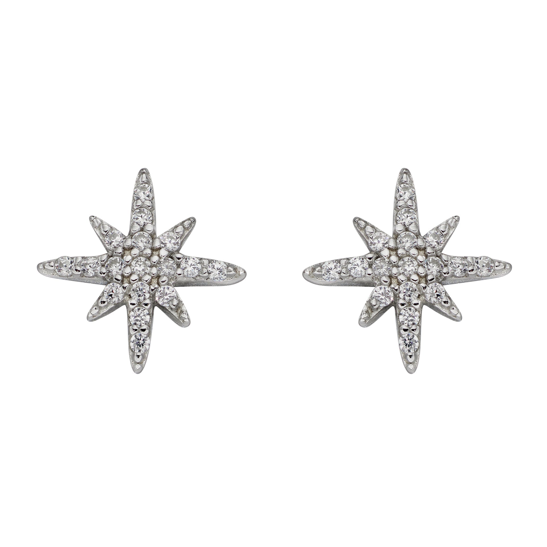 Beginnings Pave Set Cubic Zirconia Starburst Stud Earrings