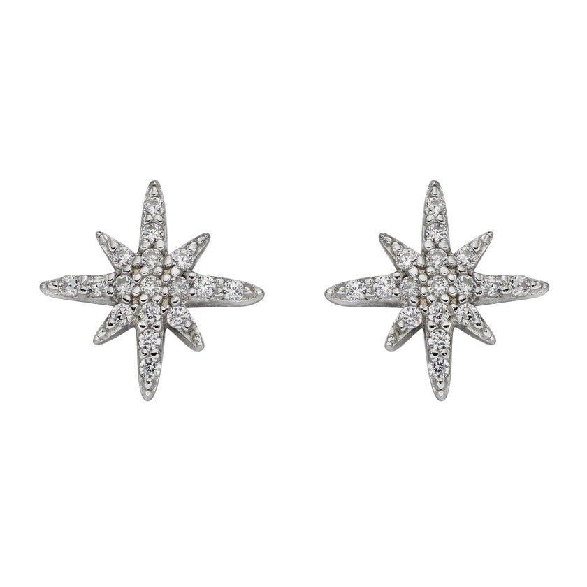 Beginnings Pave Set Cubic Zirconia Starburst Stud Earrings