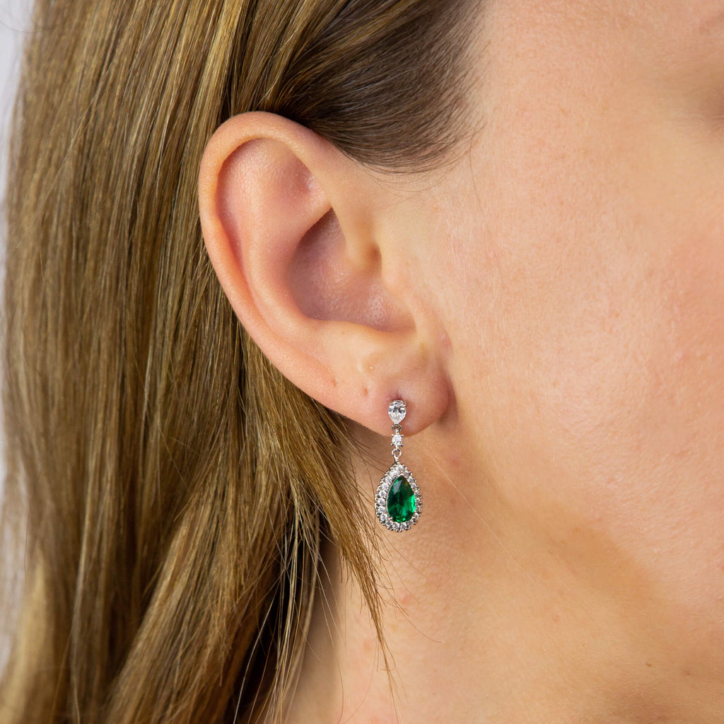 Diamonfire Teardrop and Pave Surround Earrings