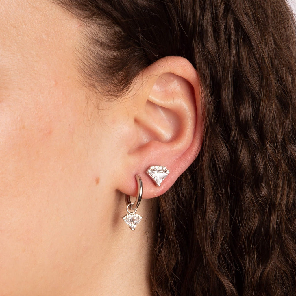 Diamonfire Diamond Shaped Zirconia Stud Earrings