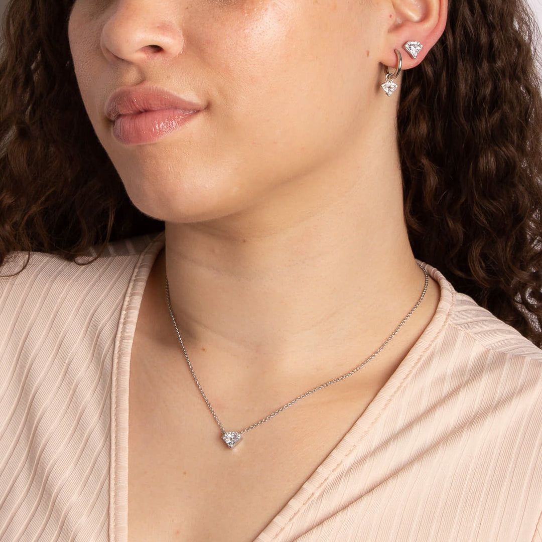 Diamonfire Diamond Shaped Zirconia Stud Earrings