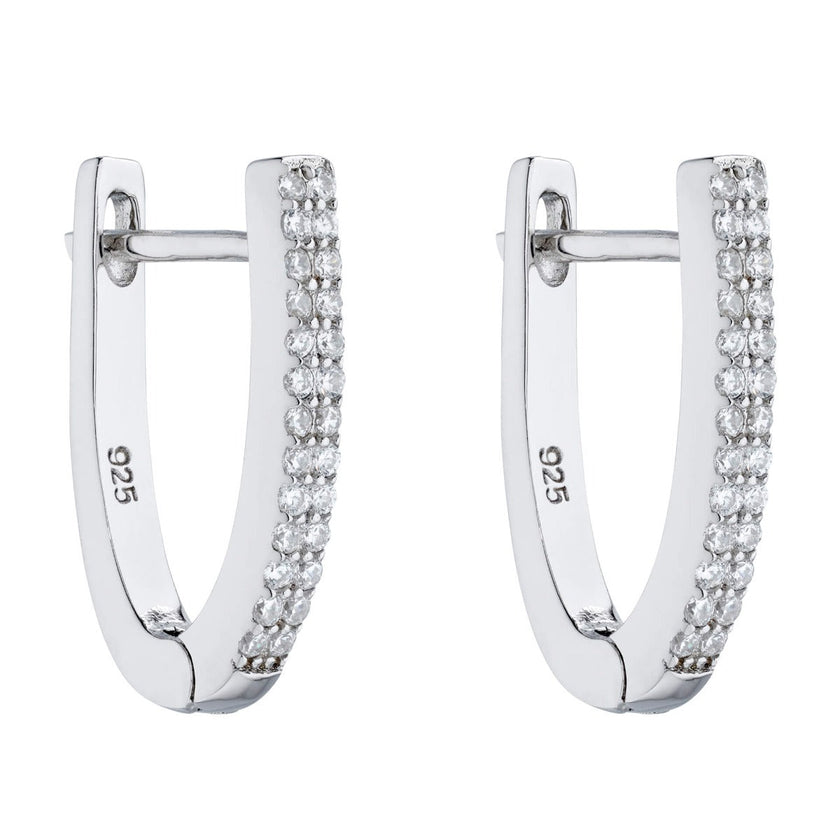 Beginnings U Shaped Hinged Hoop Earrings with Cubic Zirconia