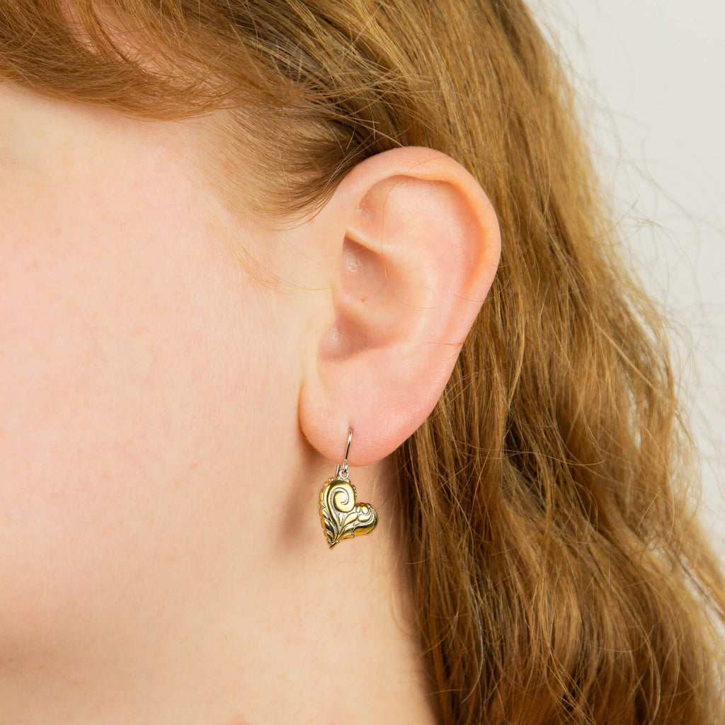 Beginnings Night Sky Inspired Heart Drop Earrings with Yellow Gold Plating