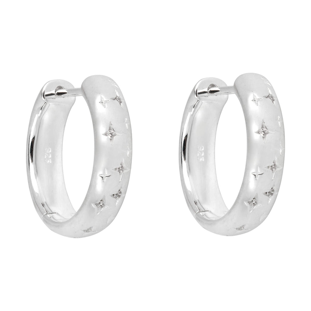Beginnings Starry Night Hoop Earrings with Cubic Zirconia