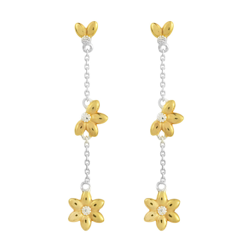 Beginnings Sunflower Drop Earrings with Yellow Gold Plating