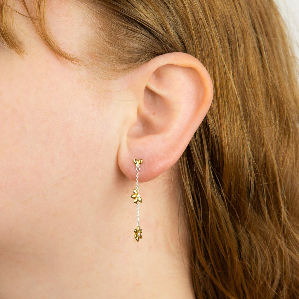 Beginnings Sunflower Drop Earrings with Yellow Gold Plating