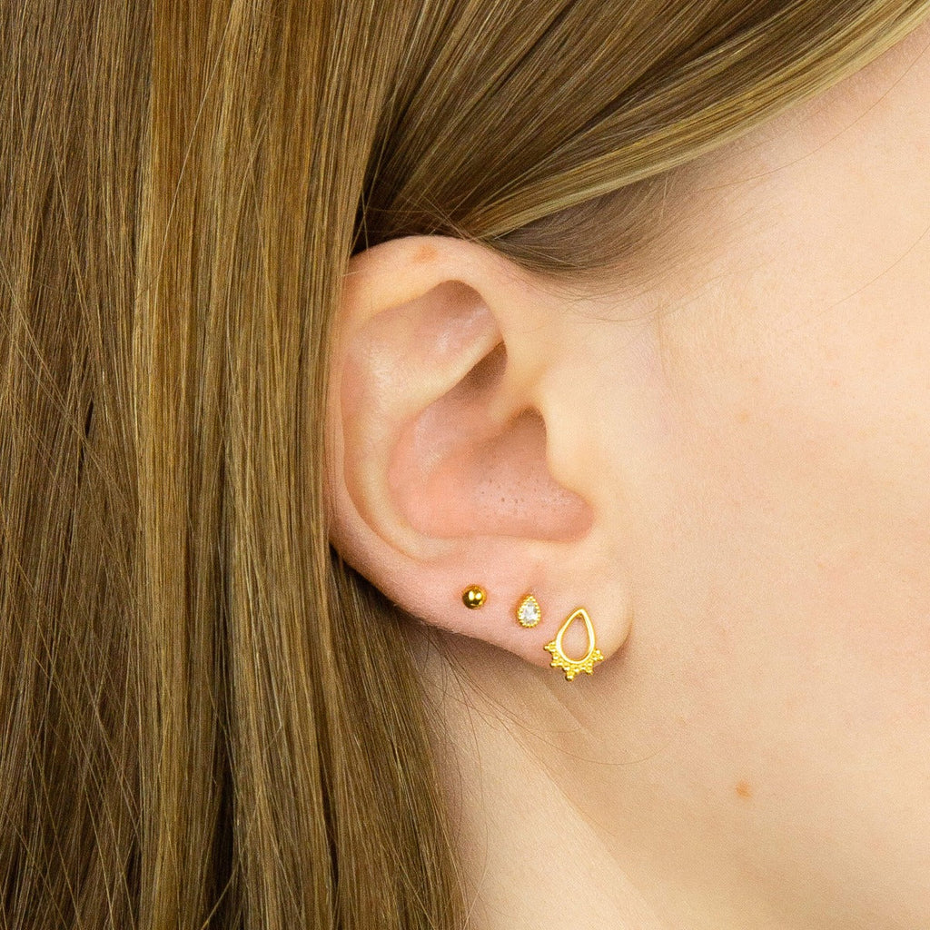 Beginnings Teardrop Stud Earrings with Cubic Zirconia