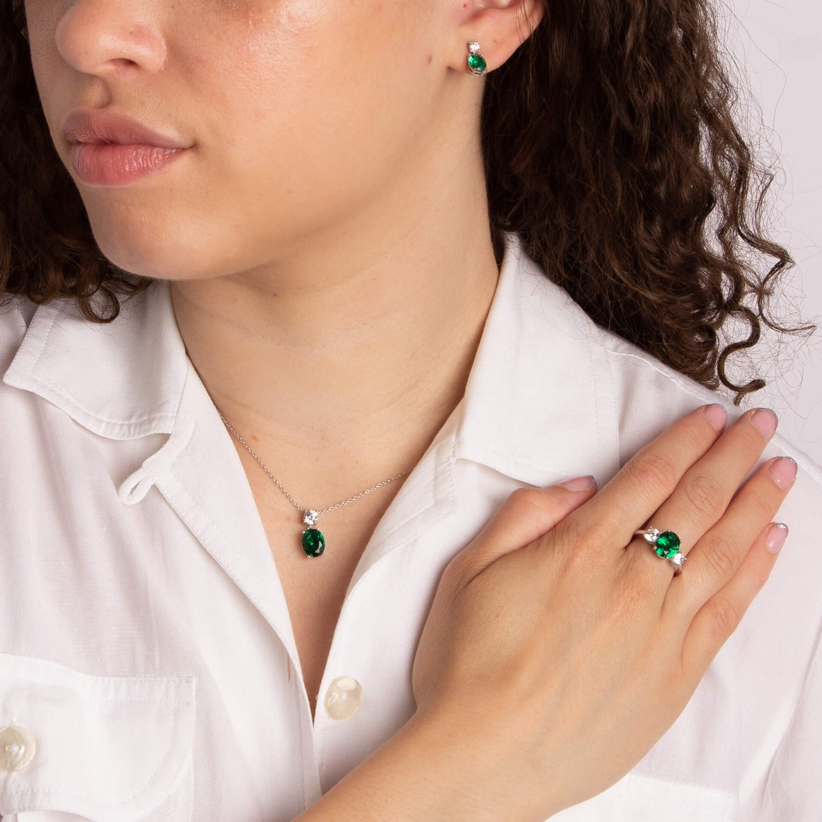 Diamonfire Oval Zirconia Drop Pendant