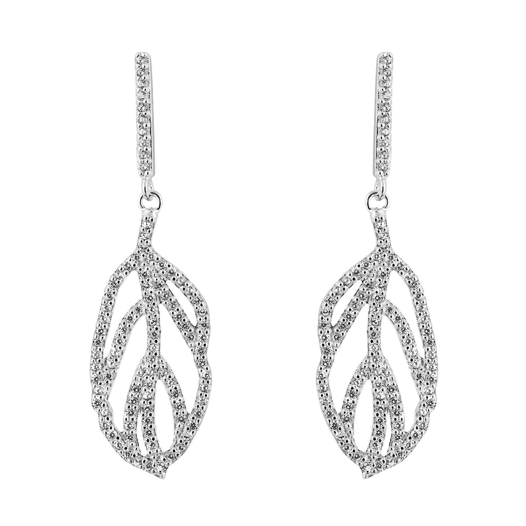 Beginnings Organic Leaf Drop Earrings with Cubic Zirconia