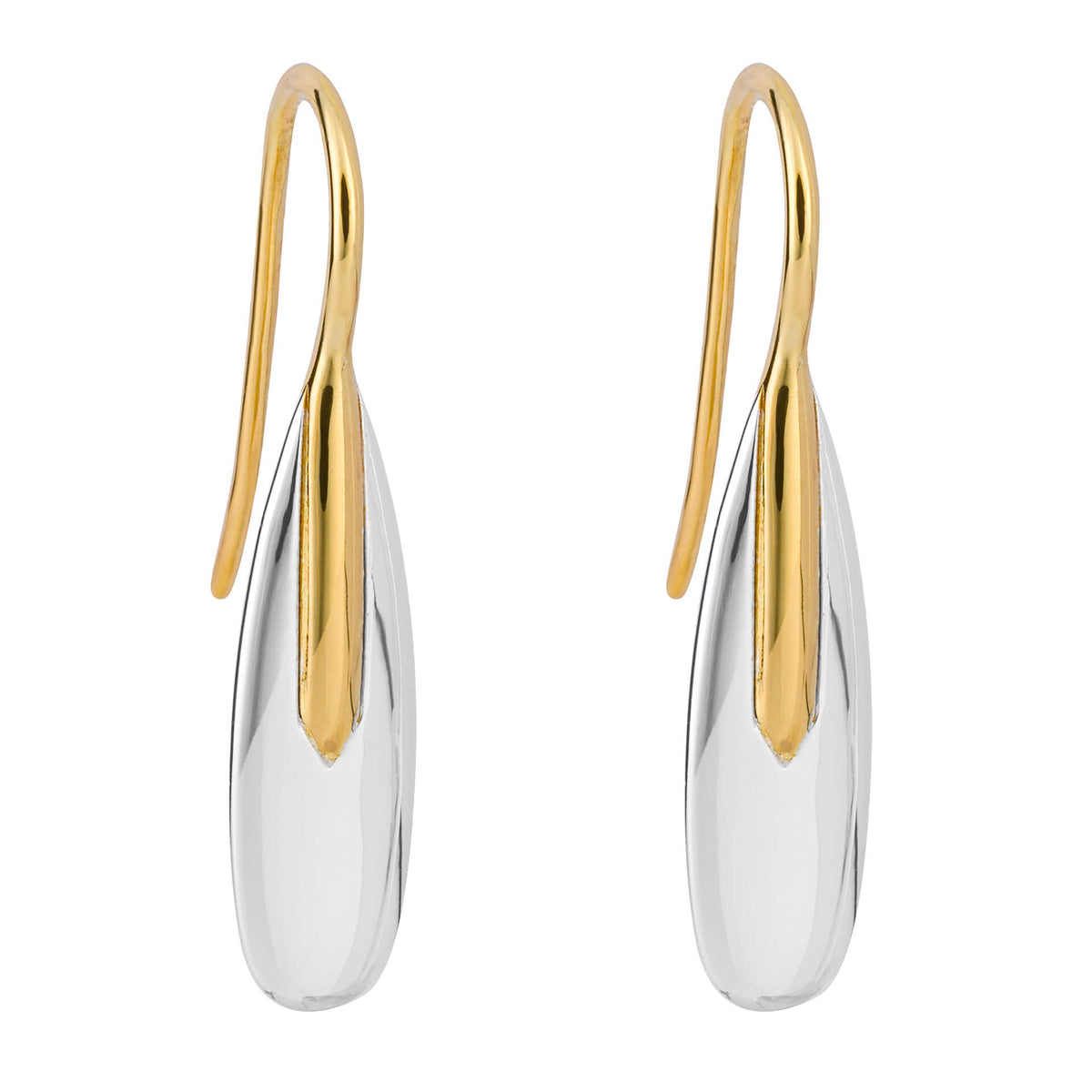 Beginnings Elongated Pebble Drop Earrings with Yellow Gold Plating
