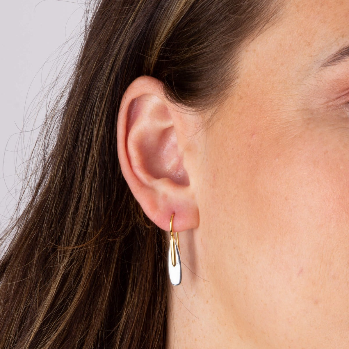 Beginnings Elongated Pebble Drop Earrings with Yellow Gold Plating
