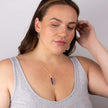 Beginnings Slim Navette Drop Earrings with Amethyst Crystal