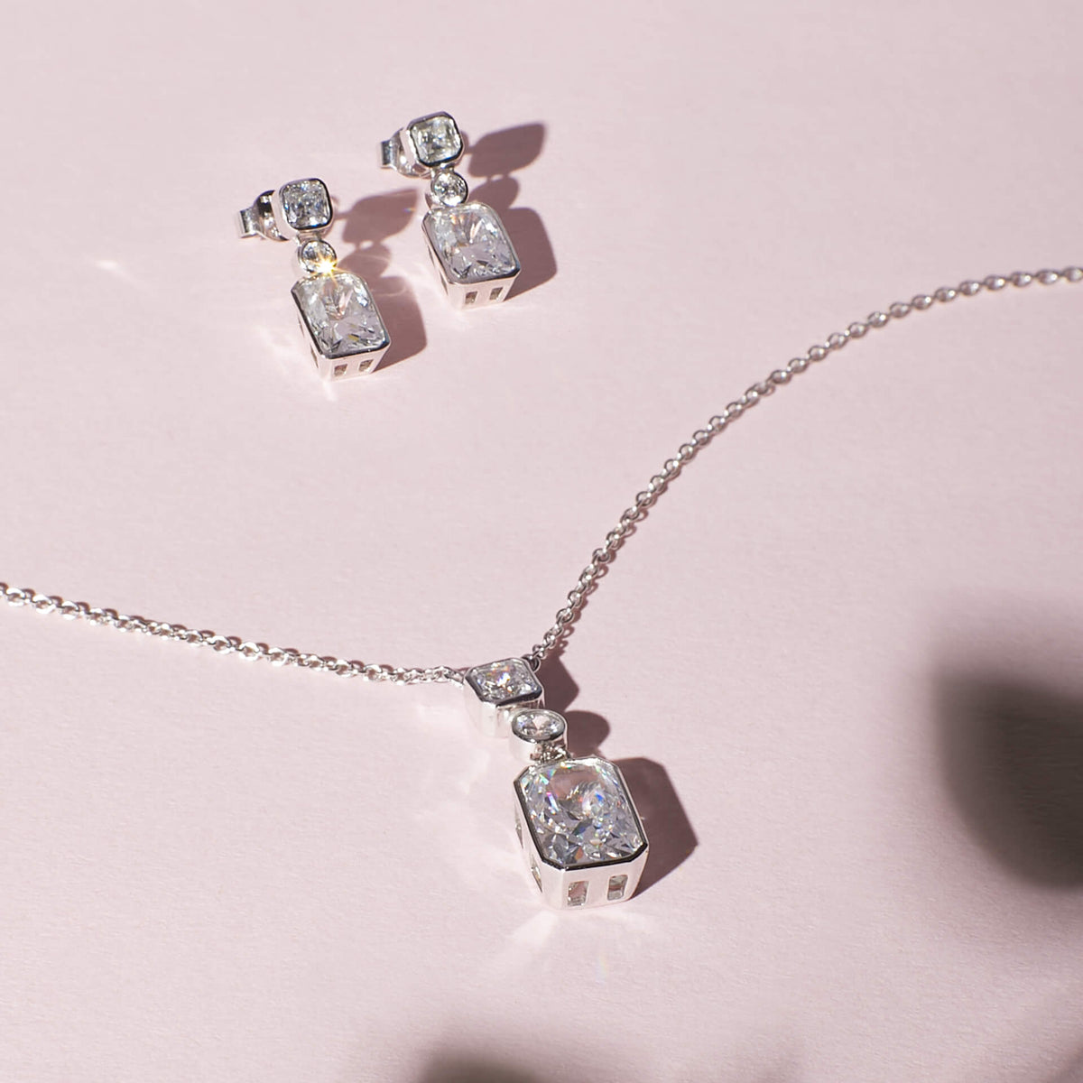 Diamonfire Tri-Stone Drop Earrings