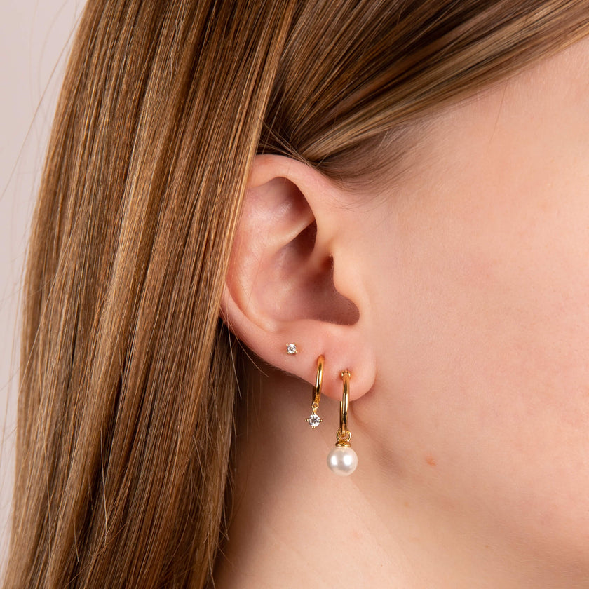 Diamonfire Assembled Hoop Earrings with Shell Pearl