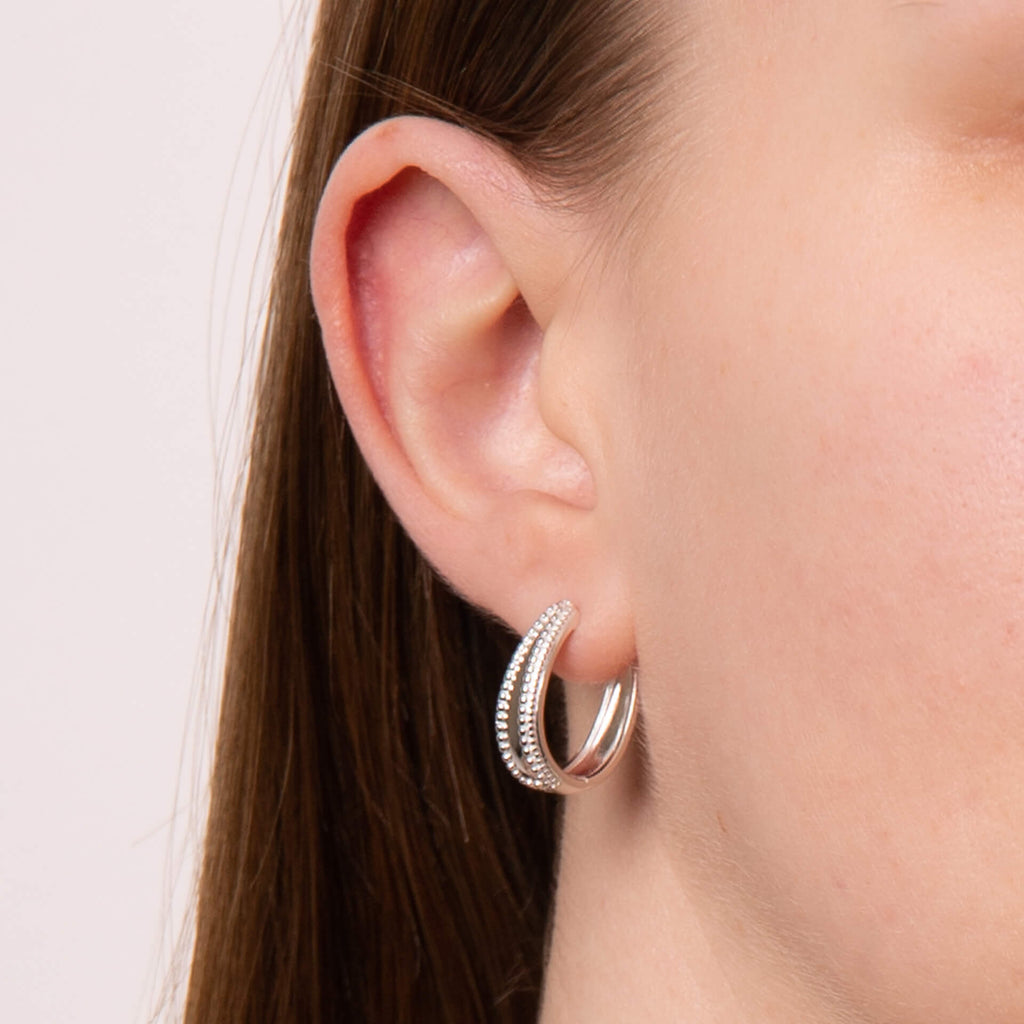 Beginnings Milgrain Edge Chunky Hoop Earrings