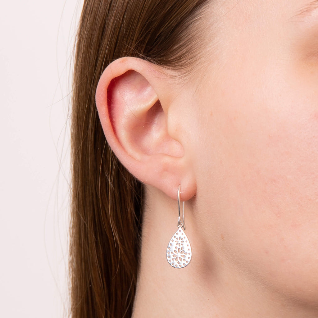 Beginnings Cut Out Lace Pattern Drop Earrings