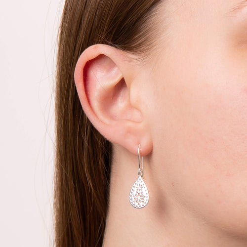 Beginnings Cut Out Lace Pattern Drop Earrings