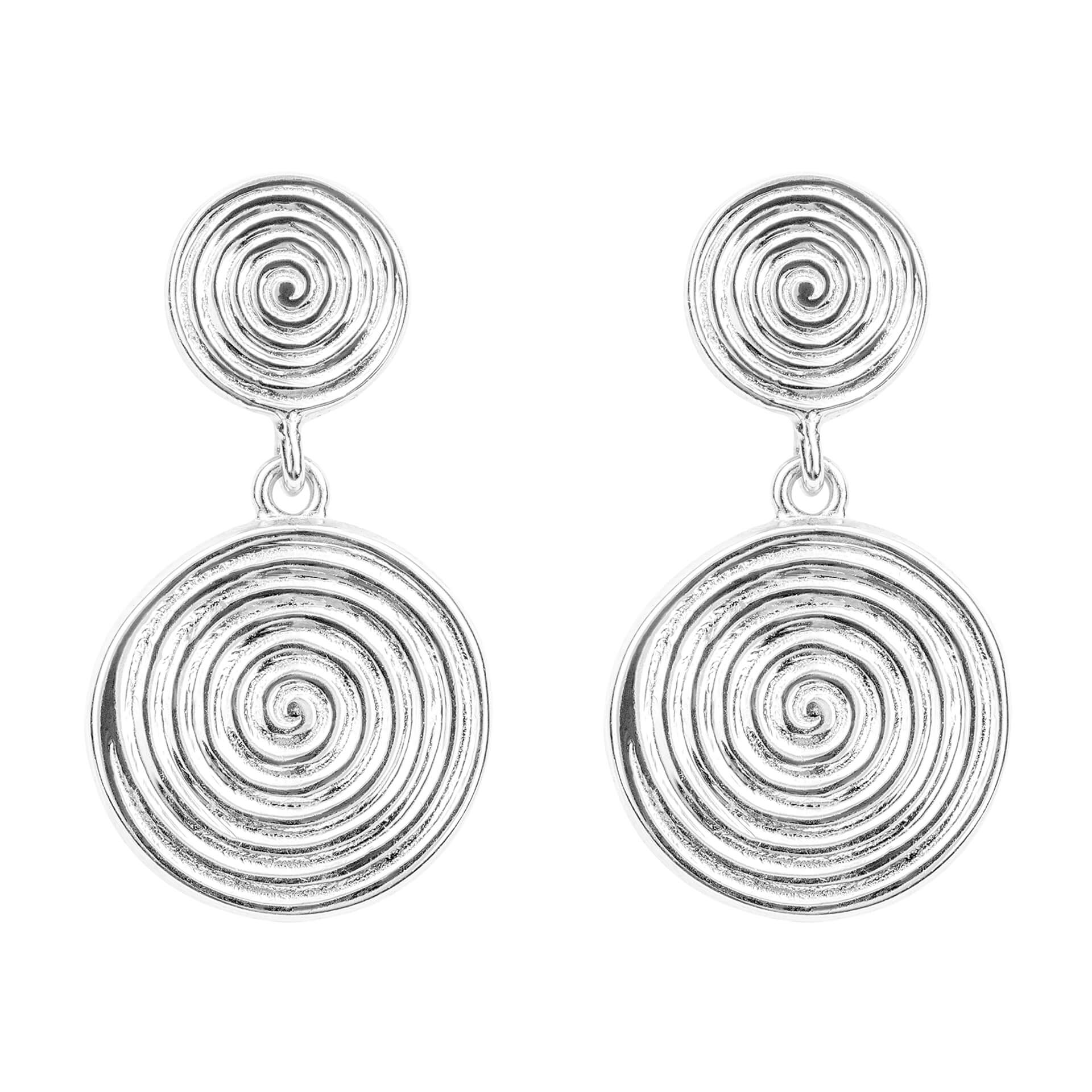 Beginnings Double Spiral Disc Drop Earrings