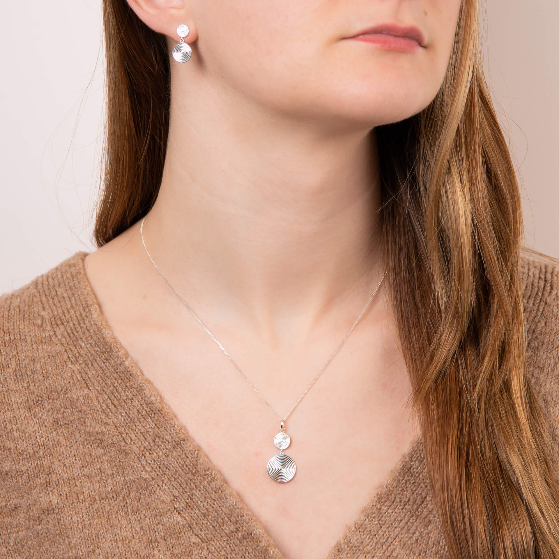 Beginnings Double Spiral Disc Drop Earrings