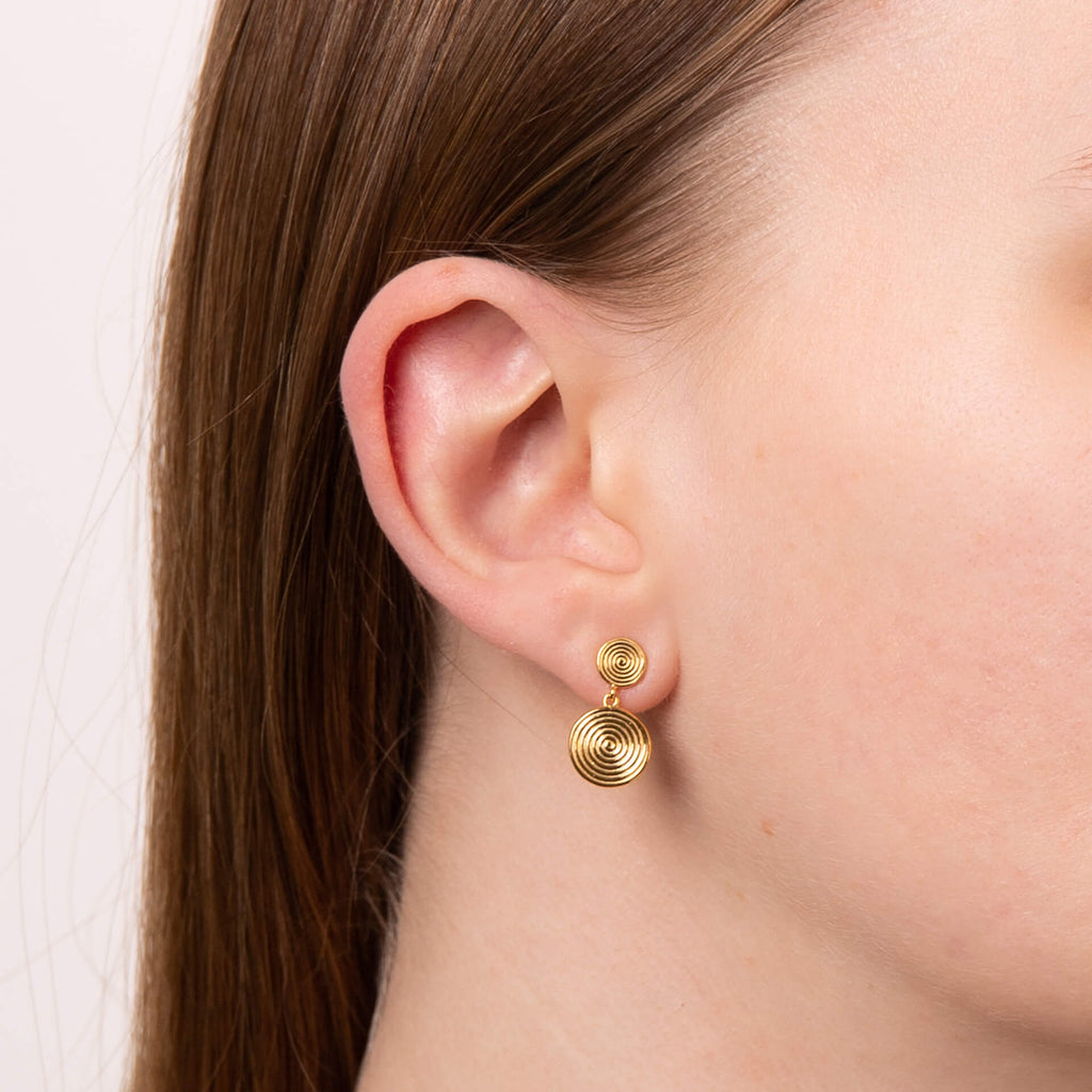 Beginnings Double Spiral Disc Drop Earrings