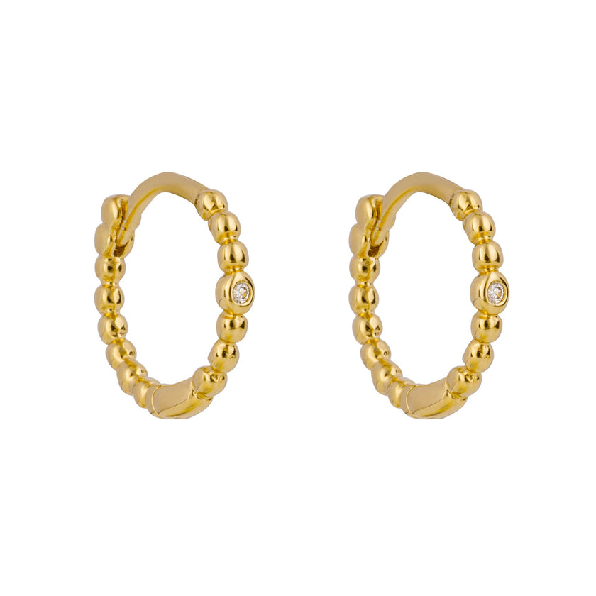 Beginnings Beaded Hoop Earrings with Cubic Zirconia