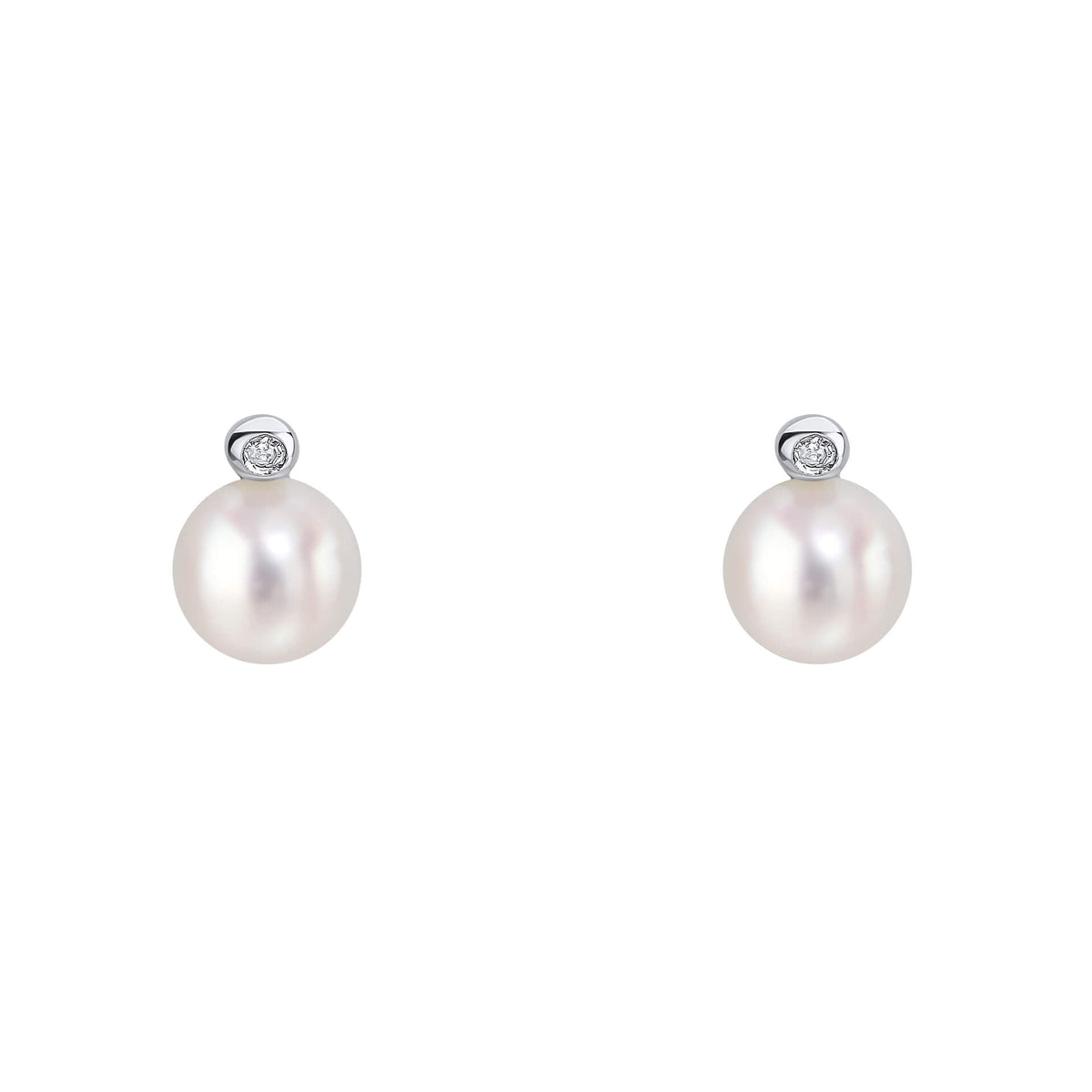 D For Diamond Pearl Stud Earrings with Diamond