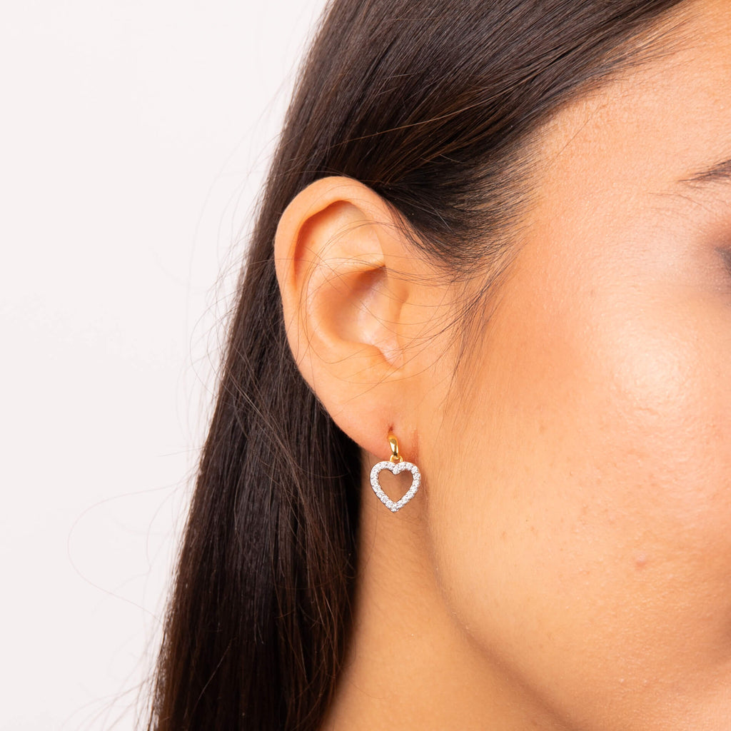 Diamonfire Pave Set Heart Drop Earrings