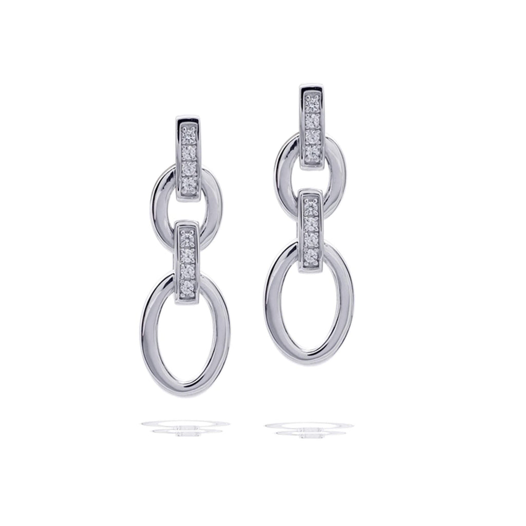 Diamonfire Open Oval Chain Link Drop Earrings
