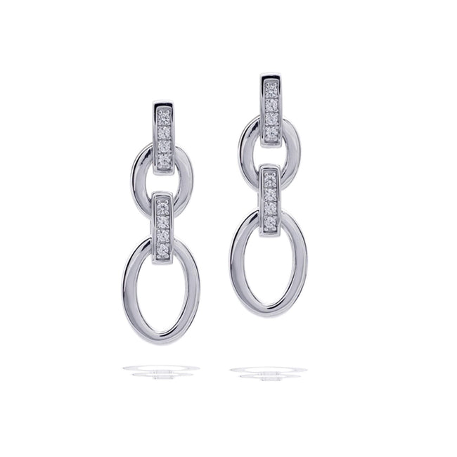 Diamonfire Offene Ovale Kettenglieder-Hängeohrringe