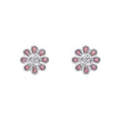 D For Diamond Pink Flower Stud Earrings with Diamond