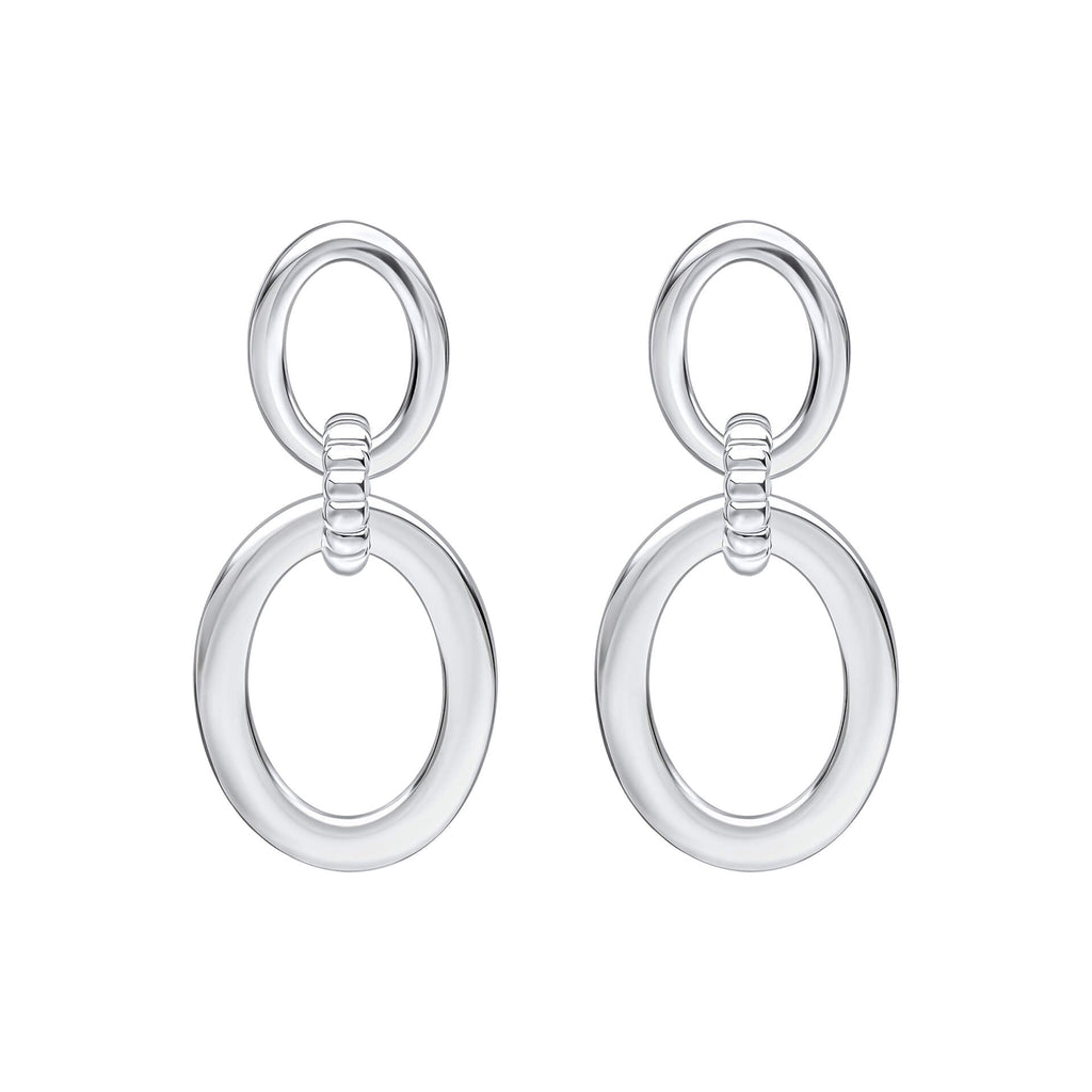 Beginnings Double Oval Drop Earrings with Textured Connection Link