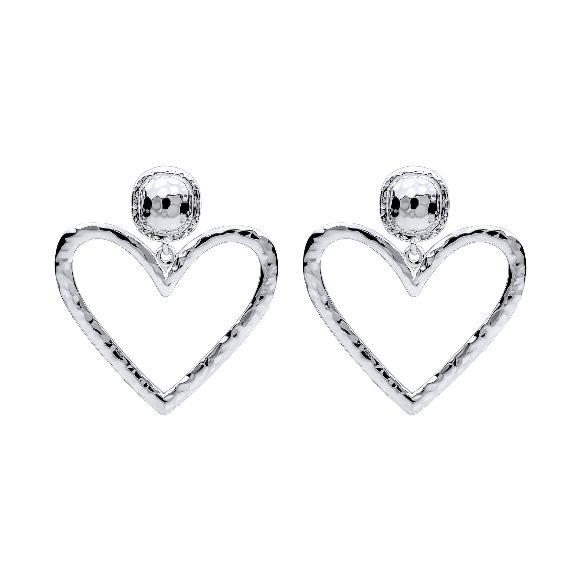 Beginnings Large Hammered Heart Drop Earrings