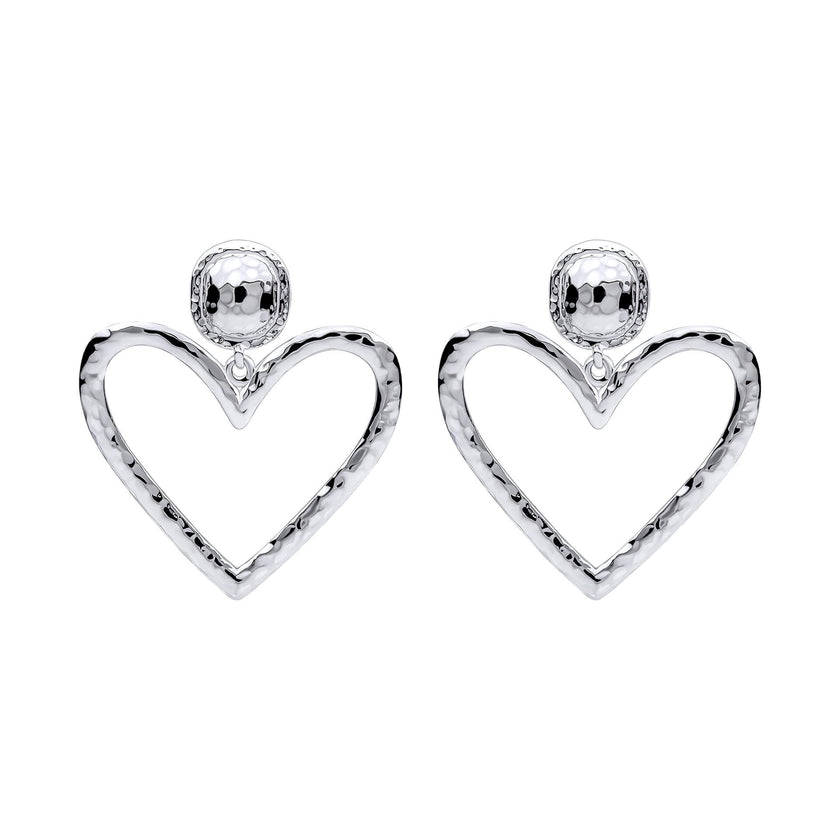 Beginnings Large Hammered Heart Drop Earrings