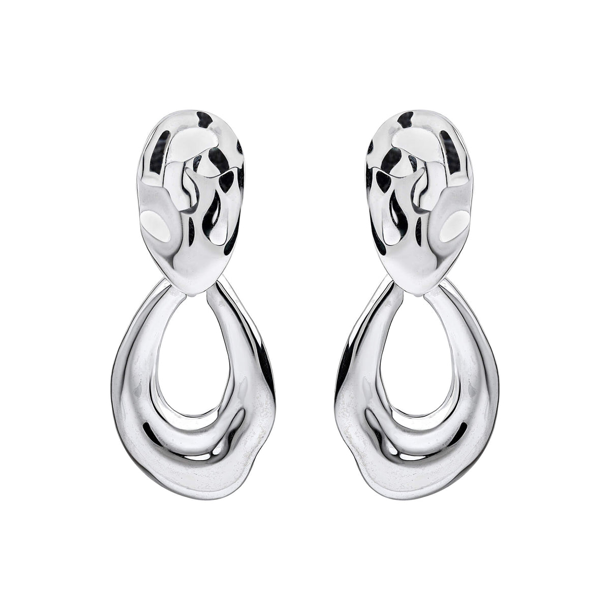 Beginnings Molten Oval Doorknocker Drop Earrings