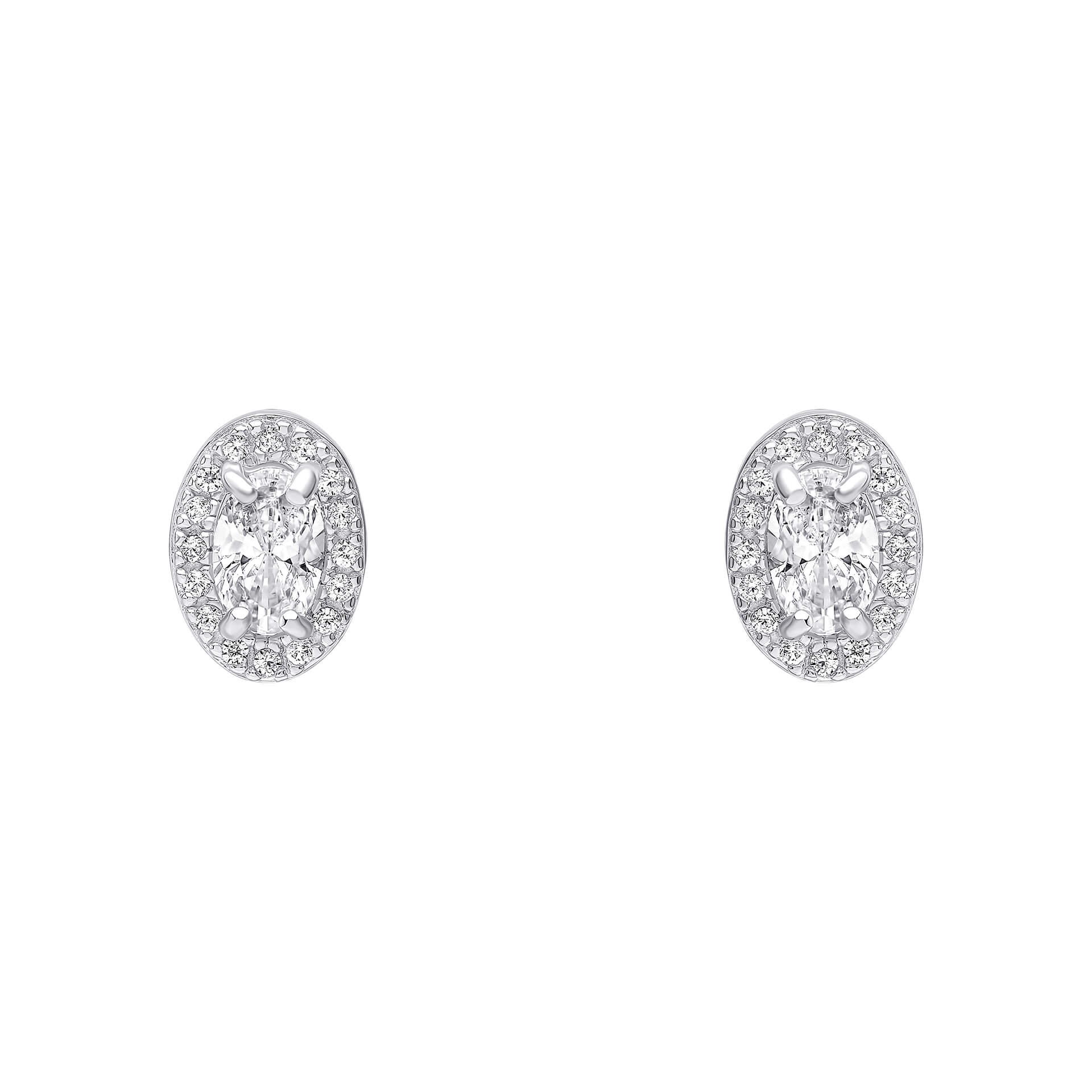 Beginnings Oval Halo Stud Earrings