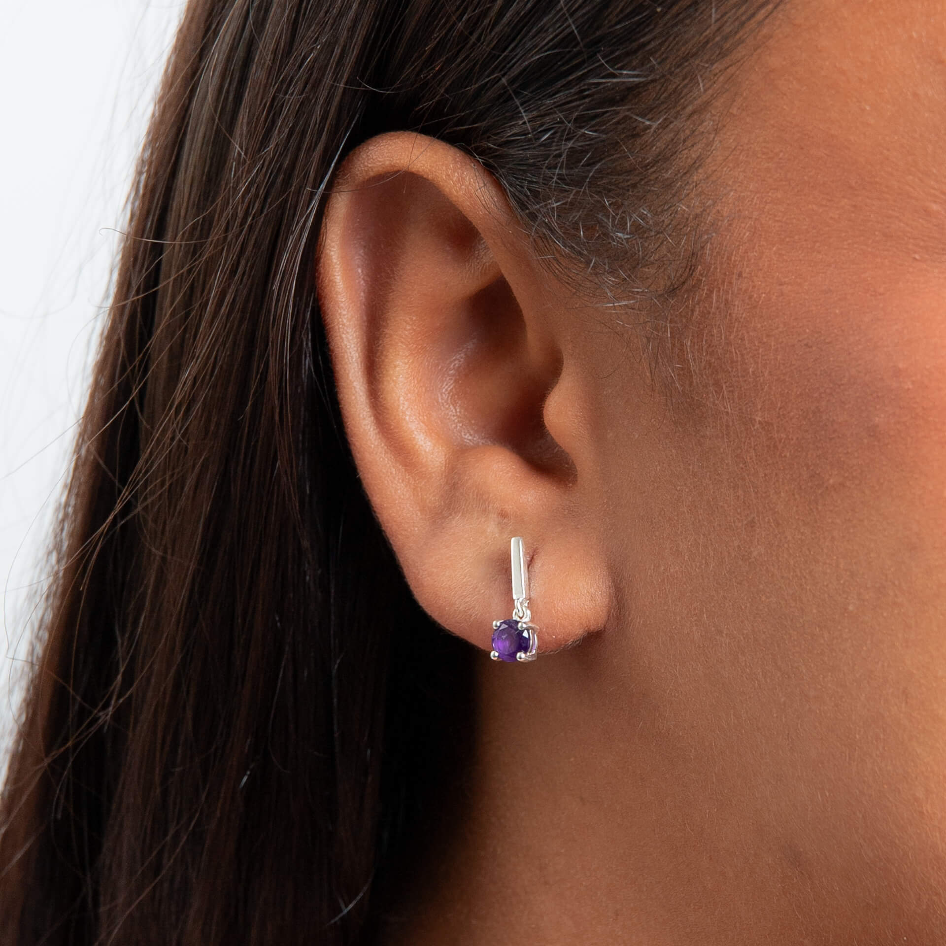 Beginnings Round Semi Precious Drop Stud Earrings