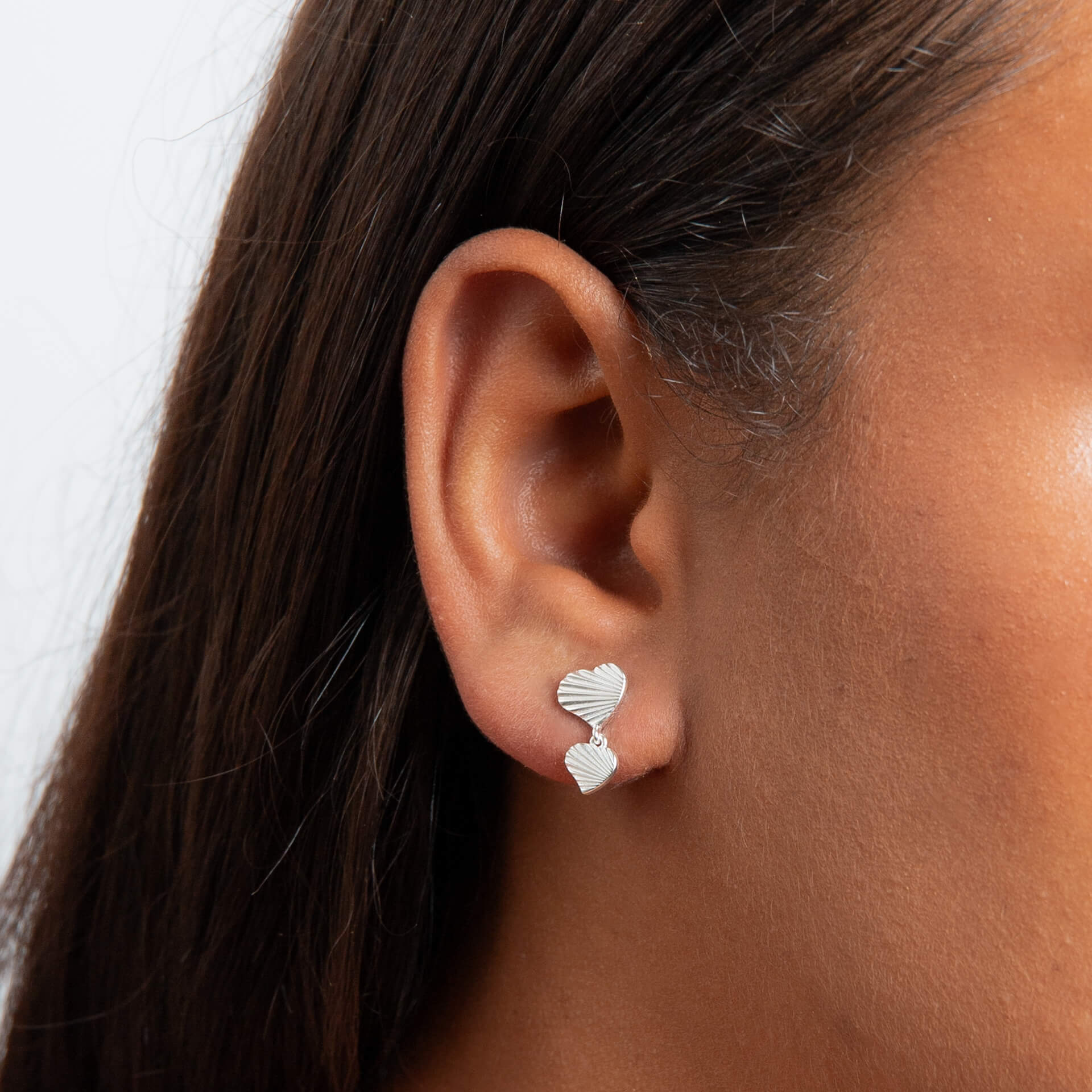 Beginnings Diamond Cut Double Heart Drop Earrings