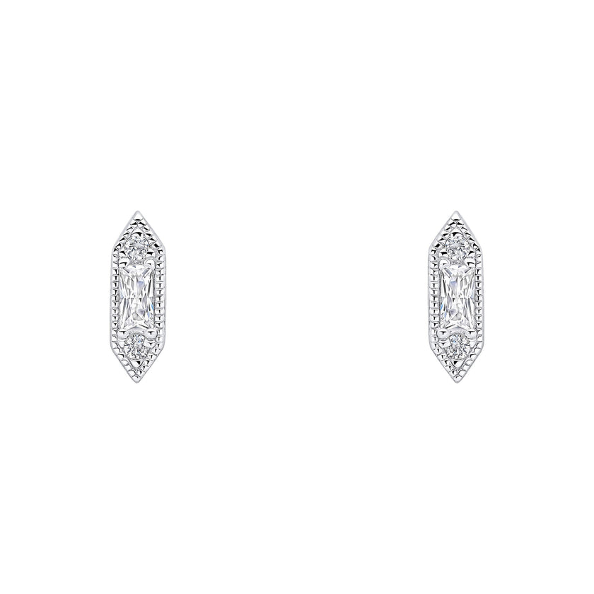 Beginnings Elongated Hexagon Stud Earrings