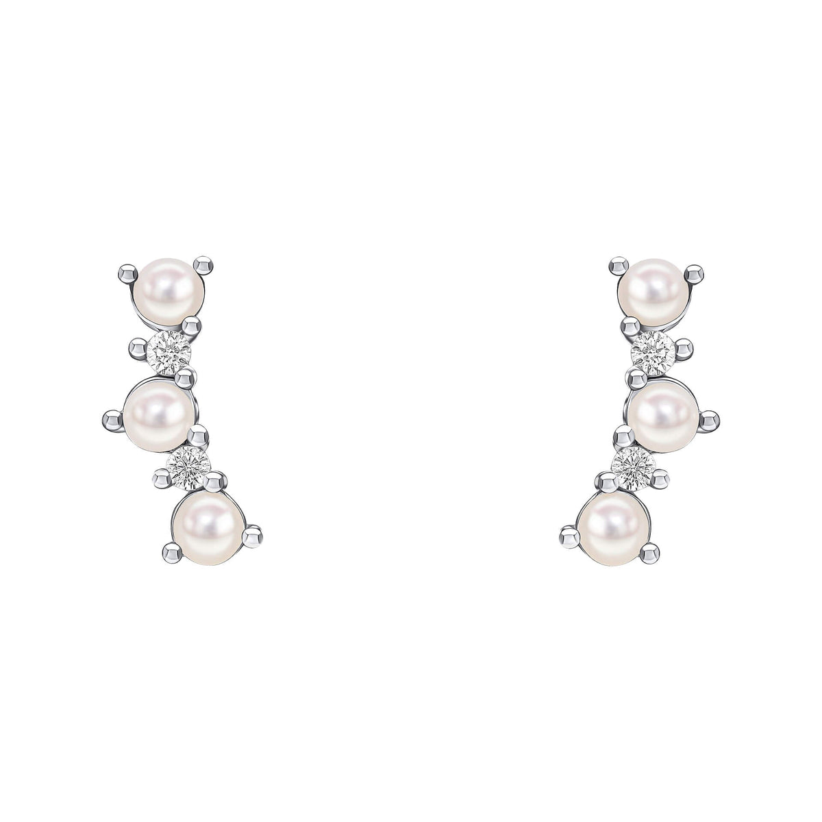 Beginnings Curved Freshwater Pearl and Cubic Zirconia Crawler Earrings
