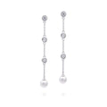Diamonfire Zirconia and Shell Pearl Chain Drop Earrings