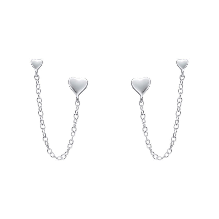 Beginnings Heart Chain Connector Double Stud Earrings