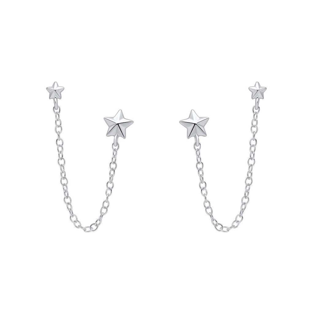 Beginnings Star Chain Connector Double Stud Earrings