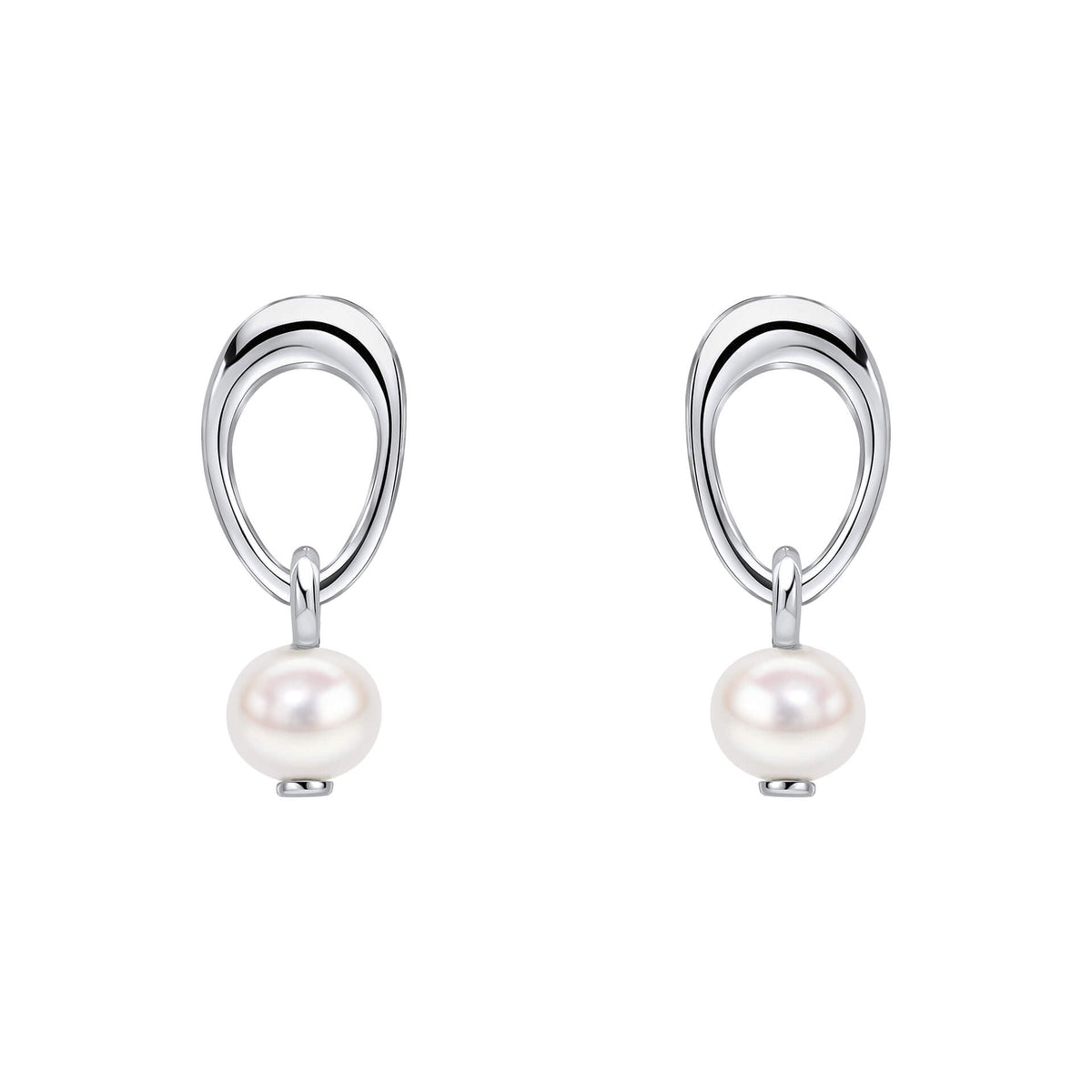 Beginnings Open Organic Oval and Freshwater Pearl Drop Earrings
